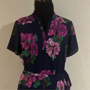 Nanette Lenore Navy/  Pink Floral  A-line Dress- Sz -10- Spring/ Easter